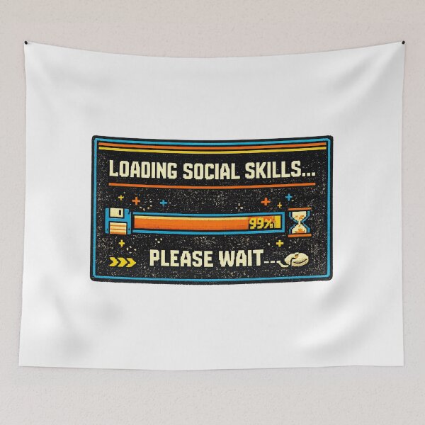 Item preview, Funny Autism, Loading Social Skills Please Wait Funny Retro Tech Introvert designed and sold by graphic-genie.