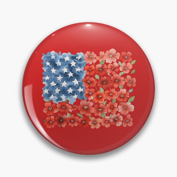 Item preview, Red Poppy Flower American Flag Memorial Day Floral July 4th designed and sold by melodycook.