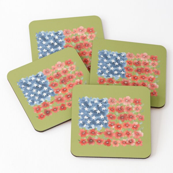 Item preview, Red Poppy Flower American Flag Memorial Day Floral July 4th designed and sold by melodycook.