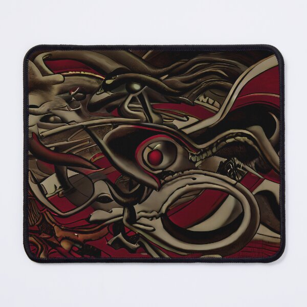 Item preview, Dark Yokai Crimson Vortex Biomechanical Red Eye Japanese Surrealism designed and sold by YugenWorkshop.