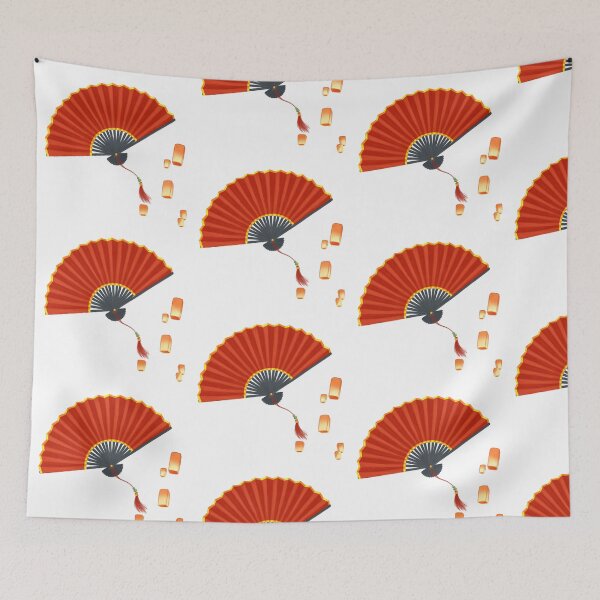 Item preview, Traditional Chinese Fan Illustration | Elegant Red Oriental Art designed and sold by Emianartstudio.