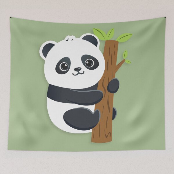 Item preview, Cute Panda Hugging Bamboo Tree Kawaii Bear Sticker Aesthetic Art designed and sold by Nikola Dio.