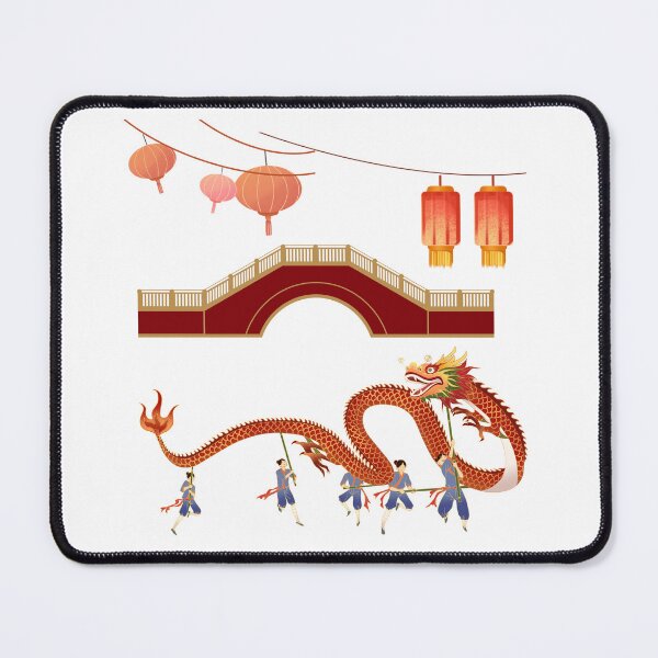 Item preview, Chinese Dragon Festival Illustration – Traditional Lantern and Bridge Art designed and sold by Emianartstudio.