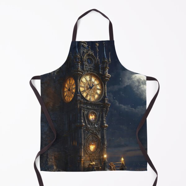 Item preview, Gothic Clock Tower Under Moonlight – Fantasy Steampunk Night Print designed and sold by Kaleidoscope Print.