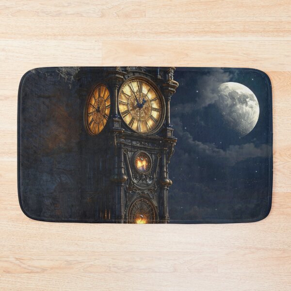 Item preview, Gothic Clock Tower Under Moonlight – Fantasy Steampunk Night Print designed and sold by Kaleidoscope Print.