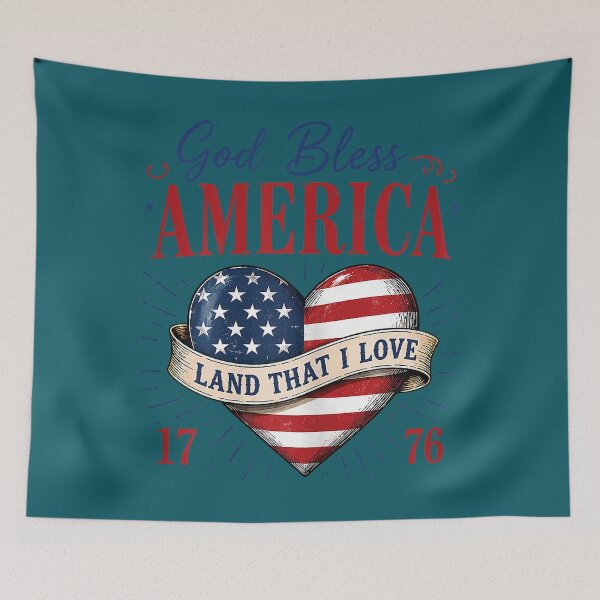Item preview, God Bless America Land that I Love Patriotic Heart Flag designed and sold by meilcannb.