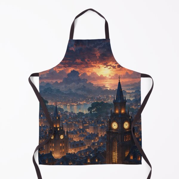 Item preview, Fantasy Clock Tower City at Sunset – Magical Gothic Skyline Print designed and sold by Kaleidoscope Print.