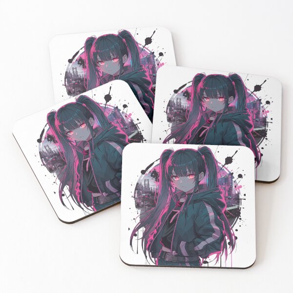 Item preview, Cyberpunk Anime Girl T-Shirt | Dark Aesthetic Neon Pink Manga Art Tee | Grunge Anime Streetwear | Dystopian City Graphic Shirt | Anime Fan Gift designed and sold by QuirkyCloud Designs.