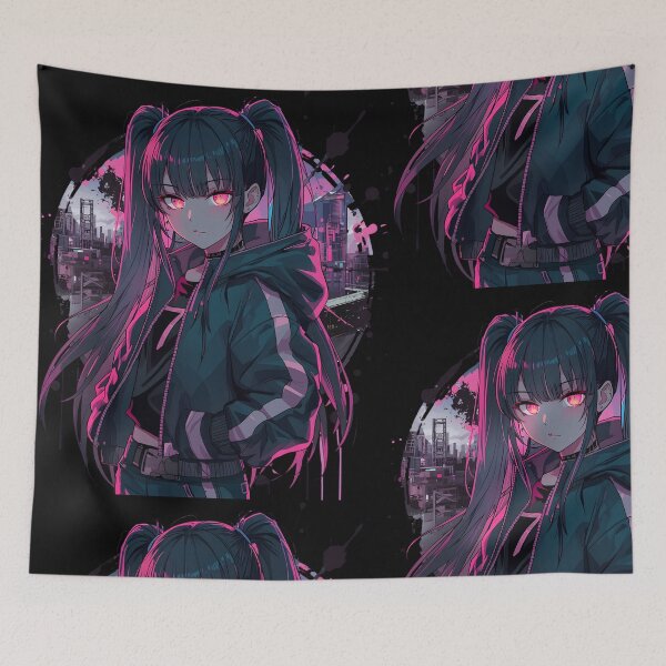 Item preview, Cyberpunk Anime Girl T-Shirt | Dark Aesthetic Neon Pink Manga Art Tee | Grunge Anime Streetwear | Dystopian City Graphic Shirt | Anime Fan Gift designed and sold by QuirkyCloud Designs.