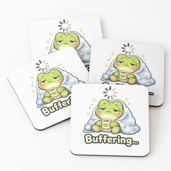 Item preview, Buffering Frog Sticker – Cute Tired Frog Loading designed and sold by InkWanderStudio.