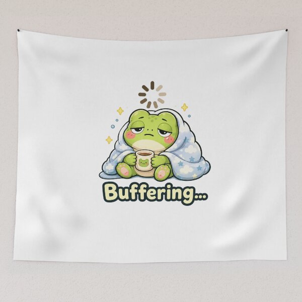 Item preview, Buffering Frog Sticker – Cute Tired Frog Loading designed and sold by InkWanderStudio.