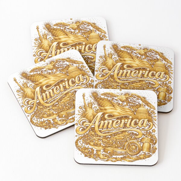Item preview, Golden America Patriotic Eagle Flag Vintage USA Design designed and sold by reanacreations.
