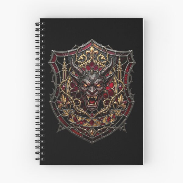 Item preview, Roaring Demon Red Stained Glass — Gothic Beast Golden Shield designed and sold by David Mateo ArtWorks.