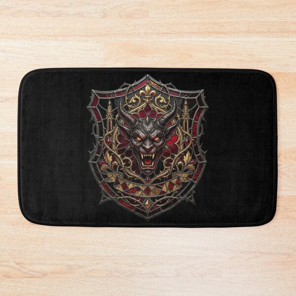 Item preview, Roaring Demon Red Stained Glass — Gothic Beast Golden Shield designed and sold by David Mateo ArtWorks.