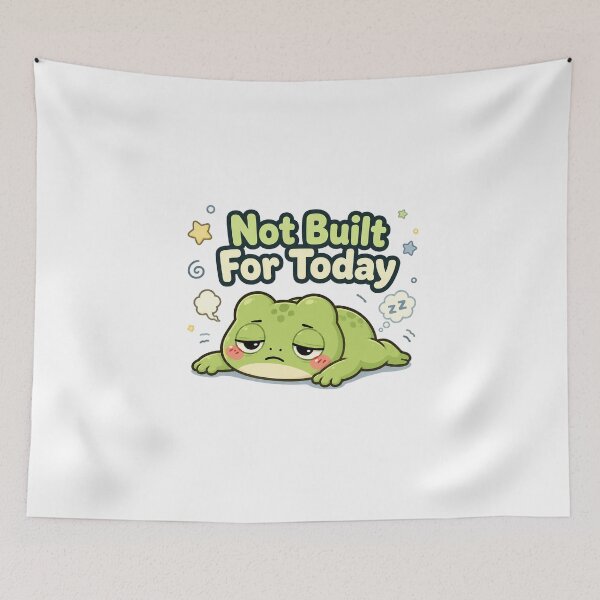 Item preview, Not Built For Today Frog Sticker – Tired Funny Frog designed and sold by InkWanderStudio.