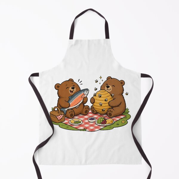 Item preview, Cute Bear Picnic Design Funny Salmon And Honey Bears Illustration designed and sold by MonkiFlipp.