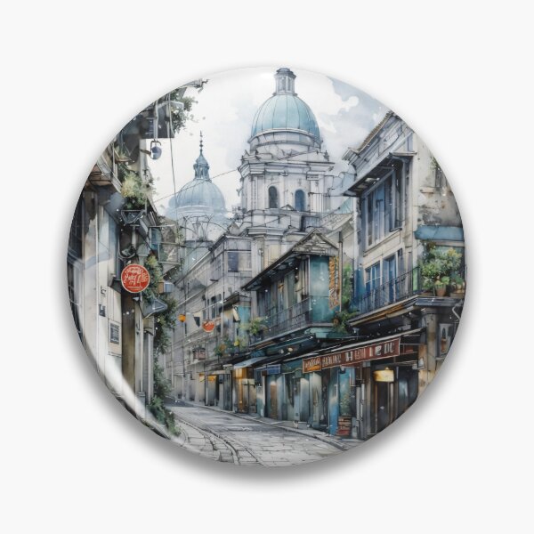 Item preview, Watercolor European Street Scene – Romantic Old Town Architecture Print designed and sold by Kaleidoscope Print.