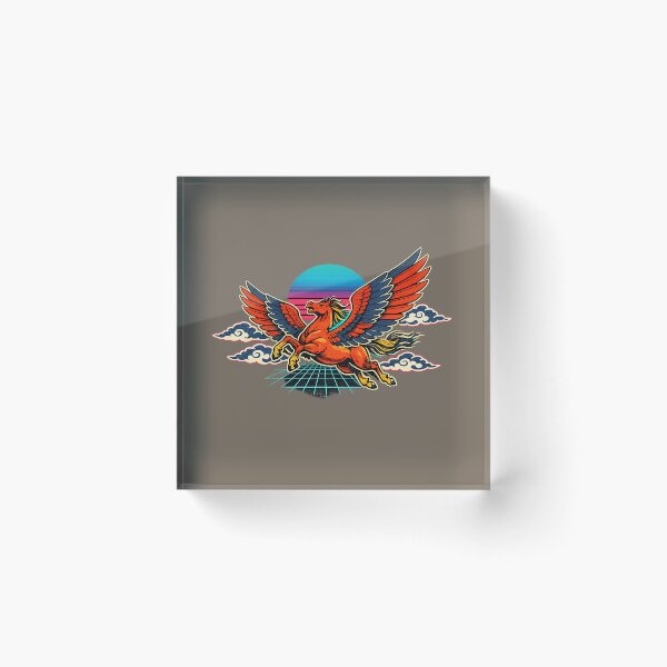 Item preview, Neon Retro Synthwave Ukiyo‑e Pegasus designed and sold by KungPowUnicorn.