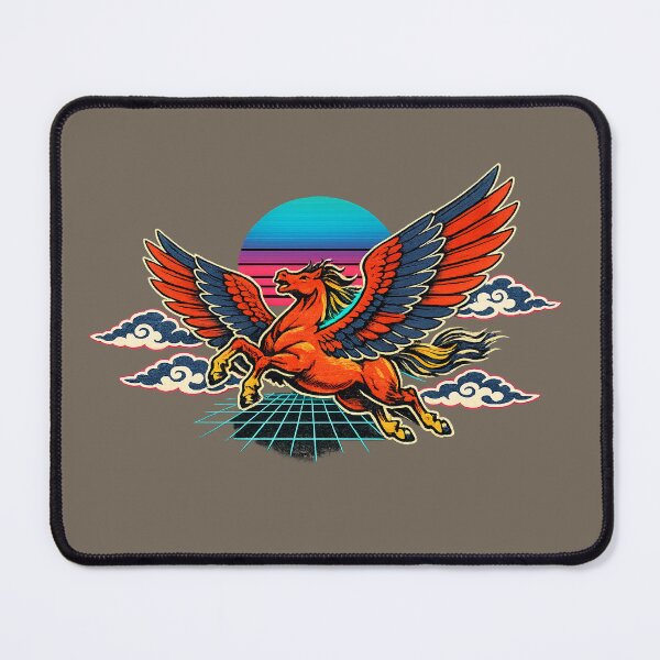 Item preview, Neon Retro Synthwave Ukiyo‑e Pegasus designed and sold by KungPowUnicorn.