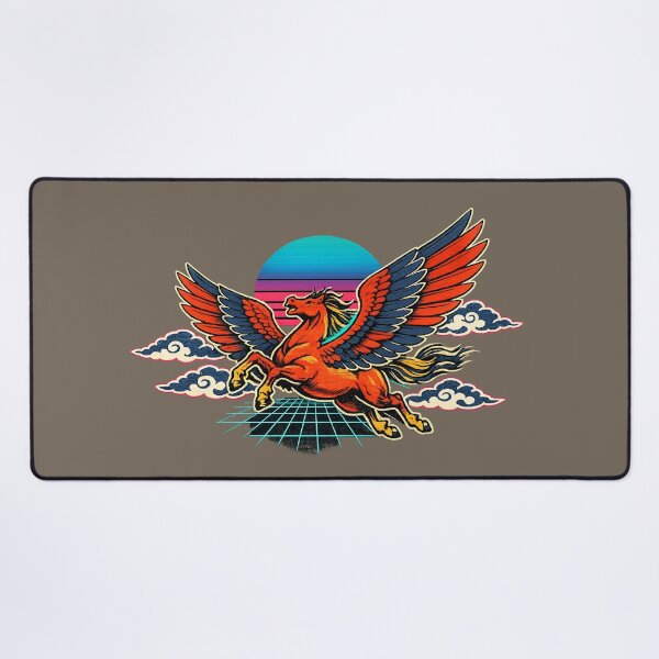 Item preview, Neon Retro Synthwave Ukiyo‑e Pegasus designed and sold by KungPowUnicorn.