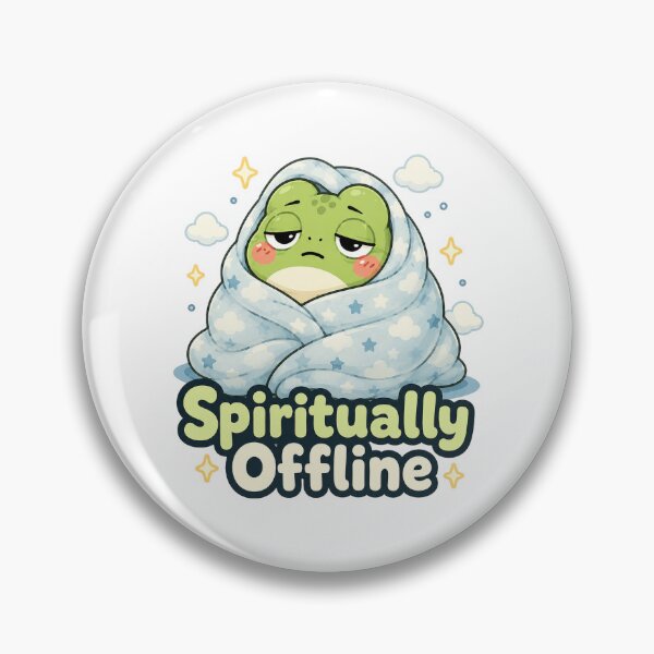Item preview, Spiritually Offline Frog Sticker – Cozy Tired Frog designed and sold by InkWanderStudio.