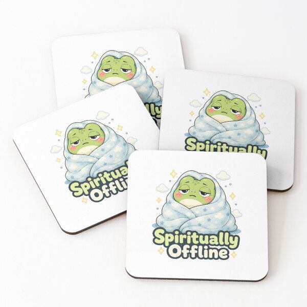 Item preview, Spiritually Offline Frog Sticker – Cozy Tired Frog designed and sold by InkWanderStudio.