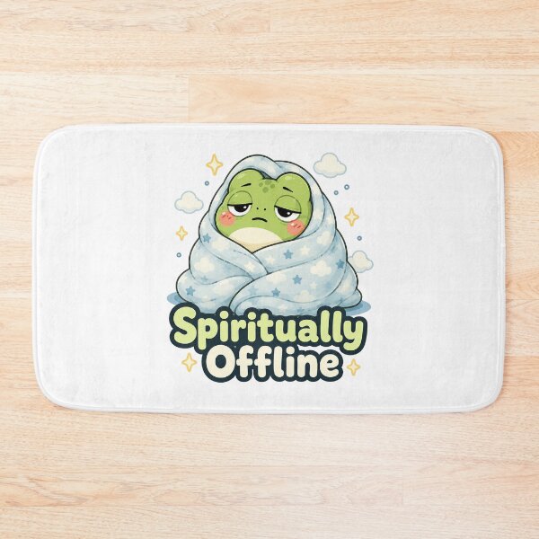 Item preview, Spiritually Offline Frog Sticker – Cozy Tired Frog designed and sold by InkWanderStudio.