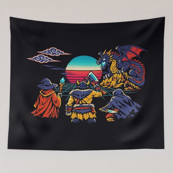 Item preview, Neon Ukiyo‑E Party vs Dragon designed and sold by KungPowUnicorn.