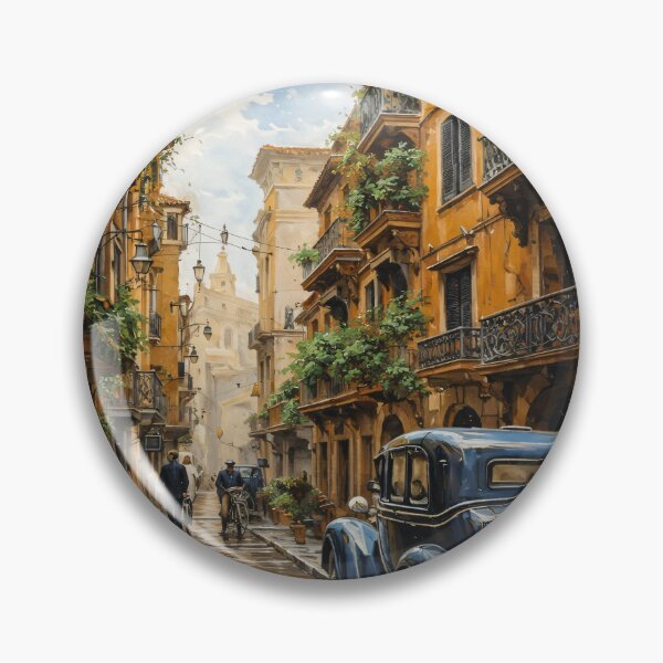Item preview, Vintage Italian Street Watercolor – Old Town Car and Balcony Travel Print designed and sold by Kaleidoscope Print.