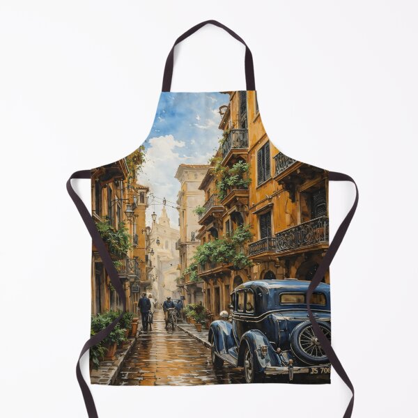 Item preview, Vintage Italian Street Watercolor – Old Town Car and Balcony Travel Print designed and sold by Kaleidoscope Print.