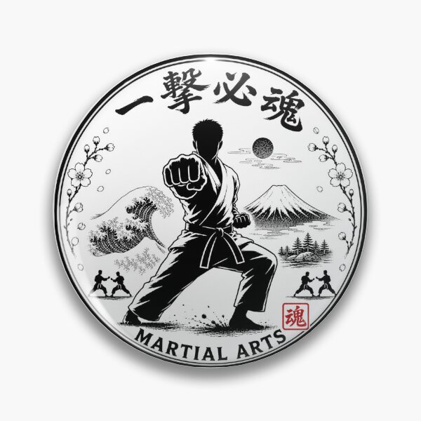 Item preview, Ichigeki Hisshin One Strike Japanese Kamon Martial Arts Sticker/T-Shirt Art designed and sold by Locker39.