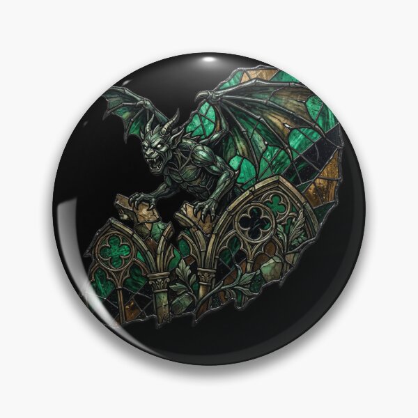 Item preview, Gargoyle Emerald Silhouette — Gothic Stained Glass Spread Wings designed and sold by David Mateo ArtWorks.