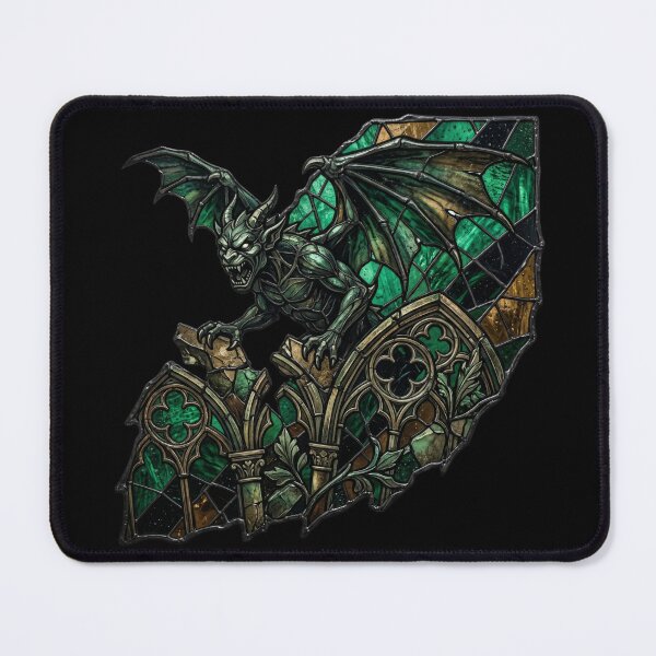 Item preview, Gargoyle Emerald Silhouette — Gothic Stained Glass Spread Wings designed and sold by David Mateo ArtWorks.