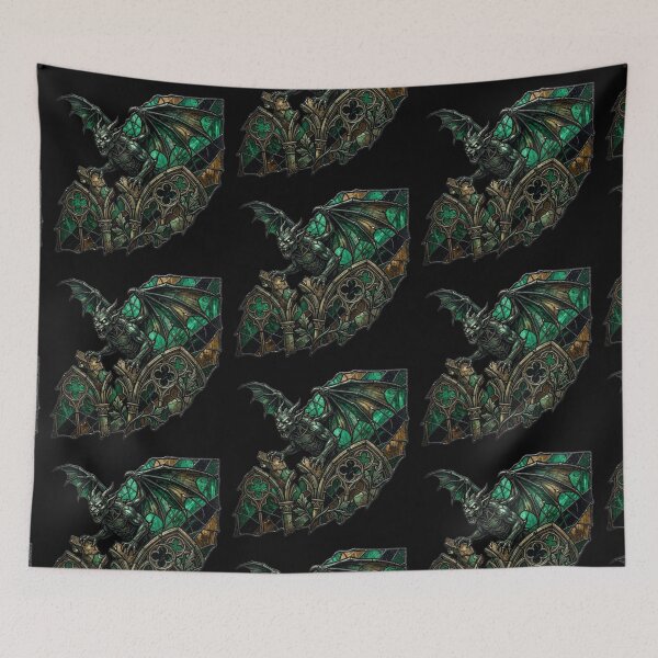 Item preview, Gargoyle Emerald Silhouette — Gothic Stained Glass Spread Wings designed and sold by David Mateo ArtWorks.
