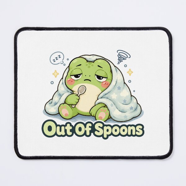 Item preview, Out Of Spoons Frog Sticker – Cute Low Energy Frog designed and sold by InkWanderStudio.