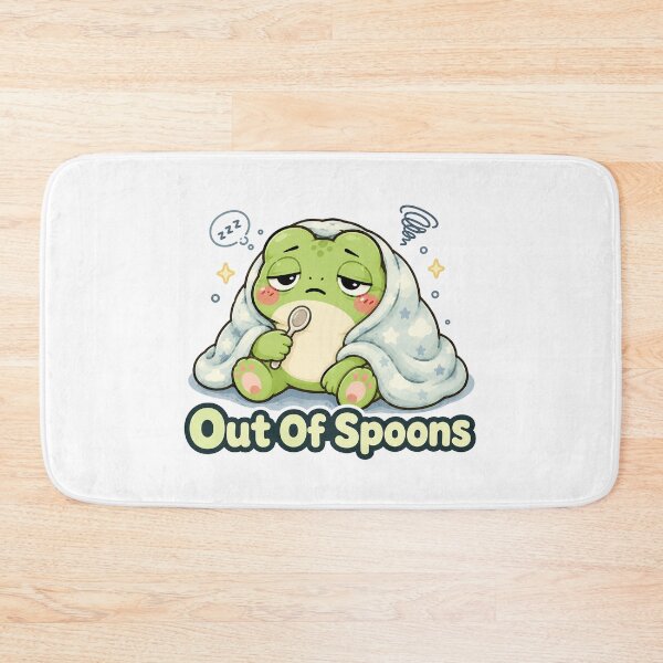 Item preview, Out Of Spoons Frog Sticker – Cute Low Energy Frog designed and sold by InkWanderStudio.