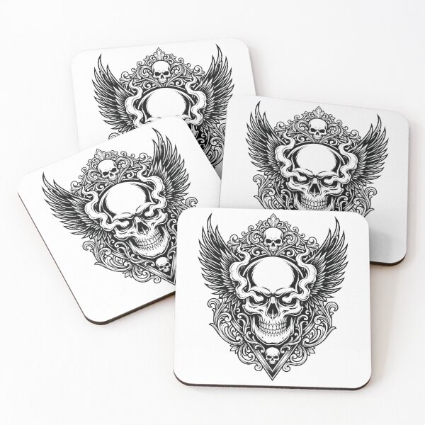 Item preview, Gothic Winged Skull with Baroque Filigree Ornaments designed and sold by seven things shop.