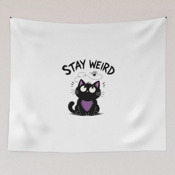 Item preview, Stay Weird Funny Black Cat Sticker Tee Mug Tote Bag Cute Cat Lover Gift Weird Cat Lady designed and sold by PrintAura15.