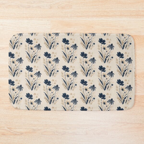 Item preview, Minimalist Navy Blue Botanical Flower Bouquet Black Art designed and sold by ChubbyGoong.