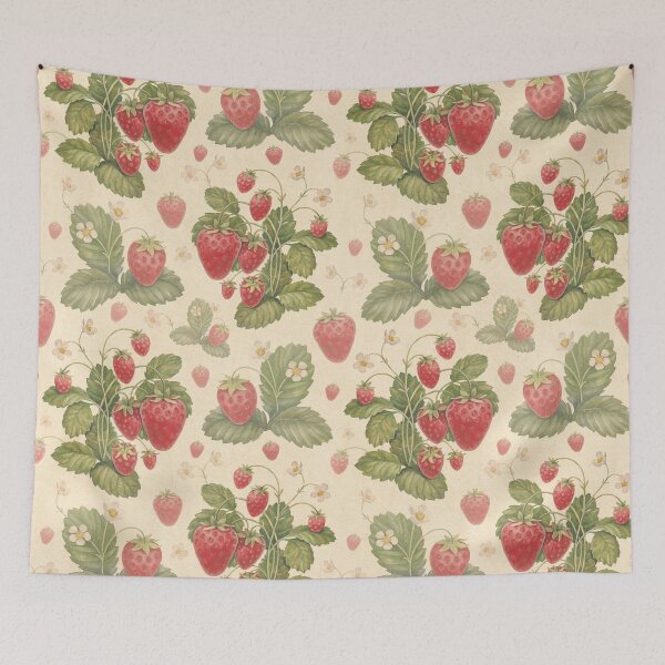 Item preview, Vintage Strawberry Botanical Pattern | Cottagecore Floral Fruit Seamless Design | Rustic Garden Aesthetic designed and sold by RJACreative.