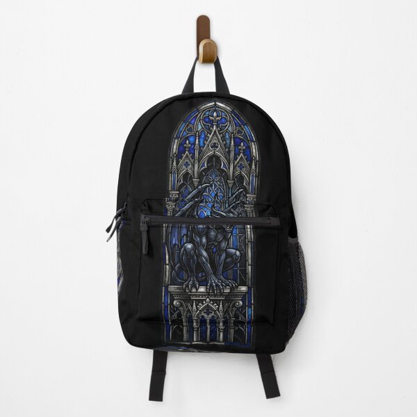 Item preview, Yellow Eyes Blue Gargoyle — Gothic Stained Glass Tall Window designed and sold by David Mateo ArtWorks.