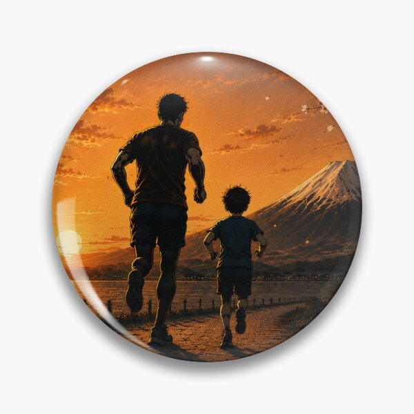 Item preview, Running Dad Japanese Ukiyo-e Father Son Sticker/T-Shirt Art designed and sold by Locker39.