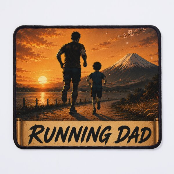 Item preview, Running Dad Japanese Ukiyo-e Father Son Sticker/T-Shirt Art designed and sold by Locker39.