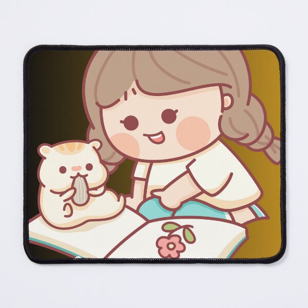 Item preview, Cute Chibi Girl with Hamster and Flower Book Illustration designed and sold by ranivibes008.