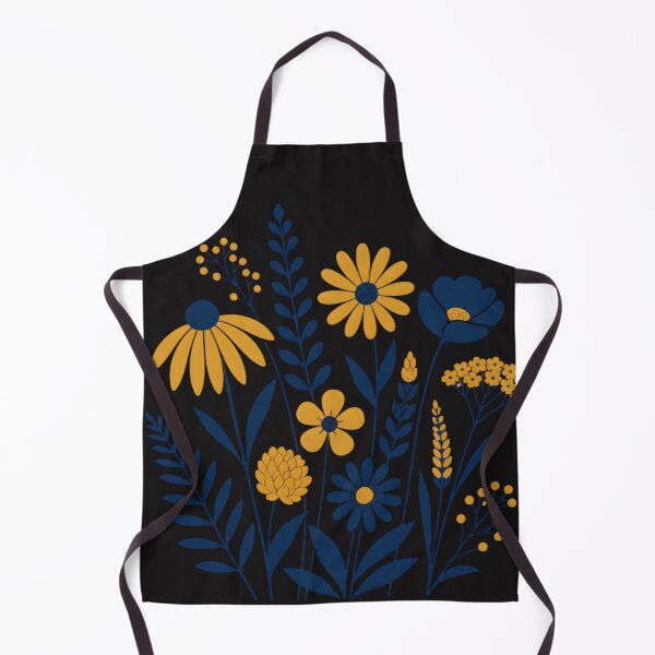Item preview, Minimalist Navy and Mustard Floral Bouquet Black Art designed and sold by ChubbyGoong.