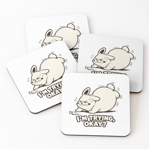 Item preview, I'm Trying Okay Funny Fat Bunny Gym Workout Meme. designed and sold by MalisoStickers.