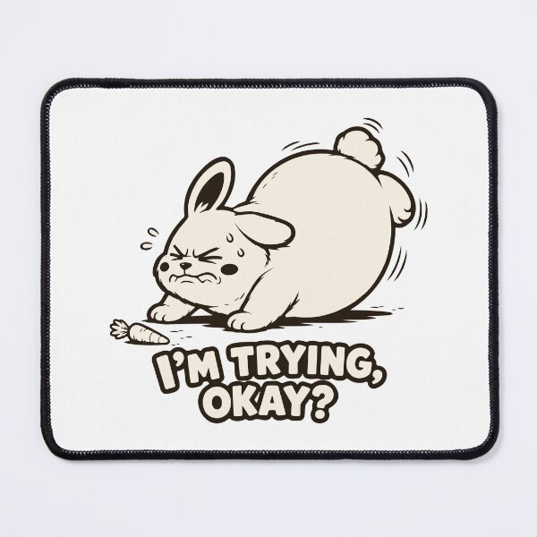 Item preview, I'm Trying Okay Funny Fat Bunny Gym Workout Meme. designed and sold by MalisoStickers.