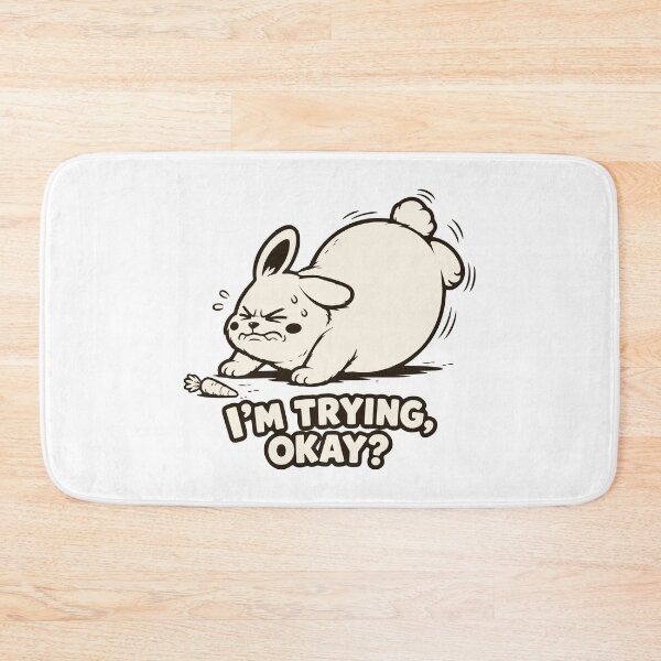 Item preview, I'm Trying Okay Funny Fat Bunny Gym Workout Meme. designed and sold by MalisoStickers.