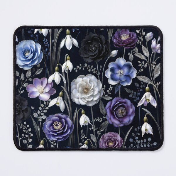 Item preview, Dark Elegant Blue Floral Seamless Pattern designed and sold by IntelliMindDesigns.