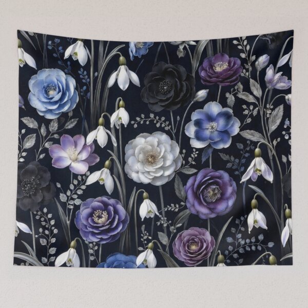 Item preview, Dark Elegant Blue Floral Seamless Pattern designed and sold by IntelliMindDesigns.